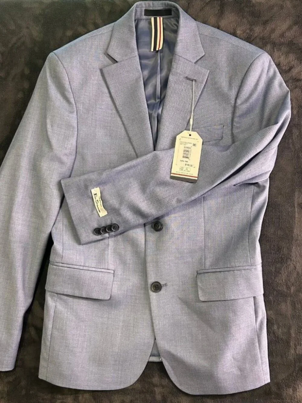 Ben Sherman Blue Blazer Jacket 34S Polyester Viscose Stretch